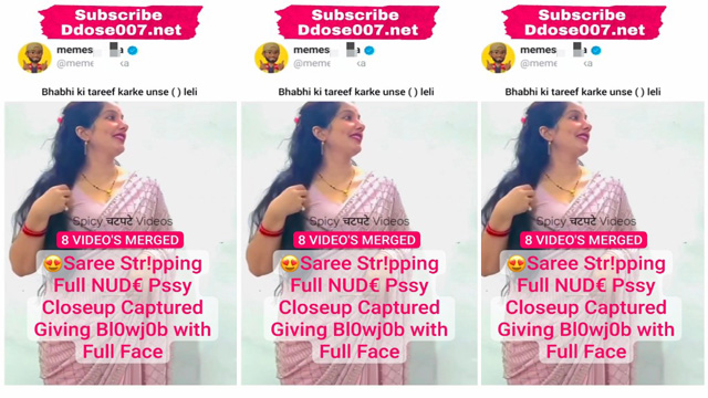 Desi Bhabhi Latest Trending Viral Saree Stripping – Full Nude Pssy Closeup Captured – Giving Blowjob with Full Face Mms
